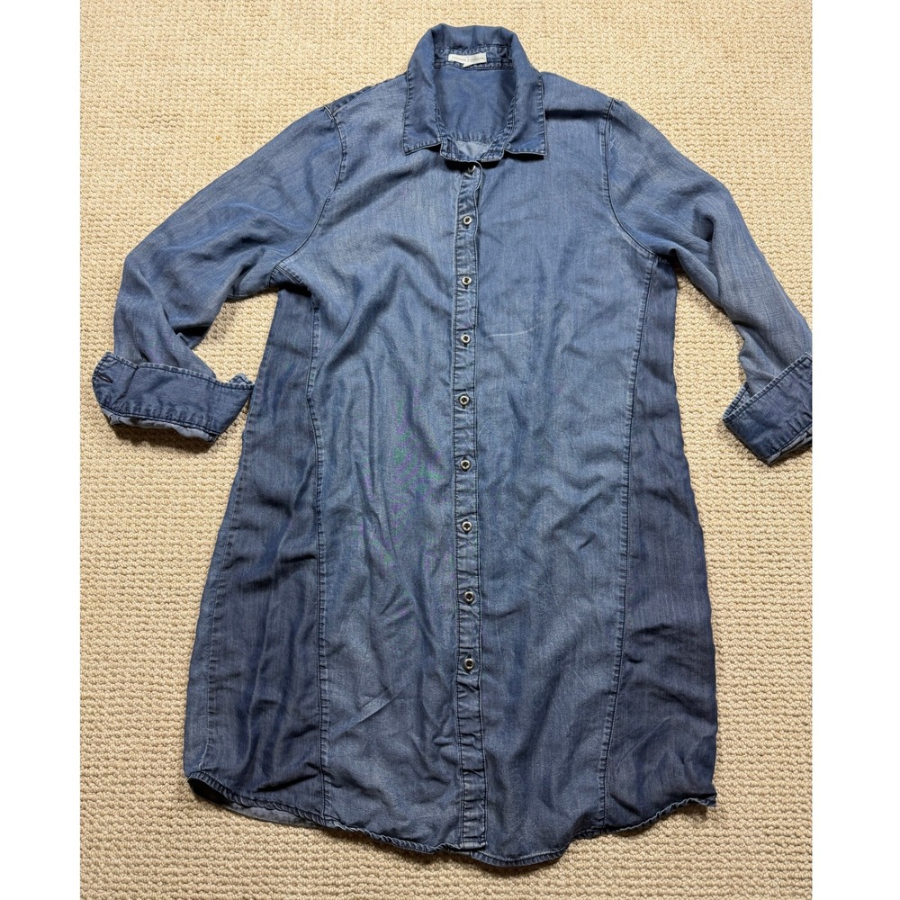 Standard & Practices Denim Dress Womens‎ Size L Blue Button Front Long Sleeve